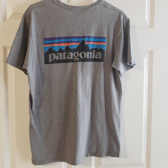Patagonia Men's Mountain Logo Graphic T-Shirt Heather Gray Short Sleeve Sz Med - Picture 1 of 5